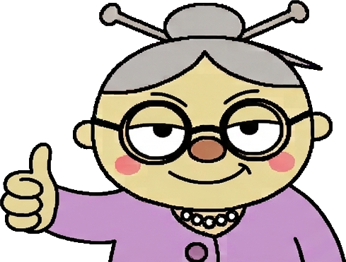 Grandma giving a lazy thumbs up